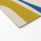 Mid Century Modern Abstract Retro Piquet Pattern in Vintage Blue Mustard Green Orange Beige Welcome Mat Gallery Image 2