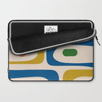 Mid Century Modern Abstract Retro Piquet Pattern in Vintage Blue Mustard Green Orange Beige Laptop Sleeve Gallery Image 2