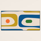 Mid Century Modern Abstract Retro Piquet Pattern in Vintage Blue Mustard Green Orange Beige Desk Mat Gallery Image 3