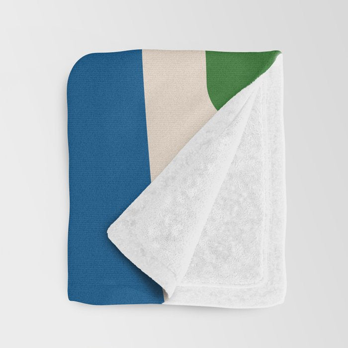 Mid Century Modern Abstract Retro Piquet Pattern in Vintage Blue Mustard Green Orange Beige Throw Blanket Gallery Image 3