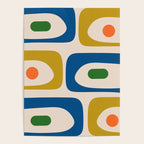 Mid Century Modern Abstract Retro Piquet Pattern in Vintage Blue Mustard Green Orange Beige Poster Gallery Image 4
