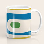 Mid Century Modern Abstract Retro Piquet Pattern in Vintage Blue Mustard Green Orange Beige Coffee Mug Gallery Image 1