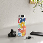 Wall Flower, Retro, Colorful, Floral Prints Water Bottle Gallery Image 4