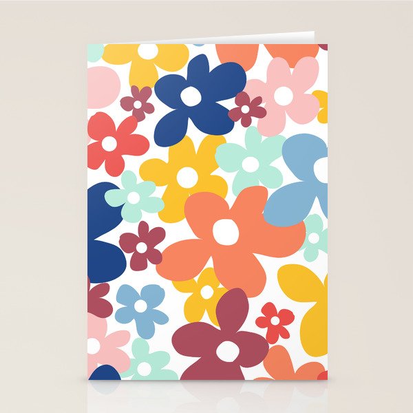 Wall Flower, Retro, Colorful, Floral Prints Stationery Card Gallery Image 1