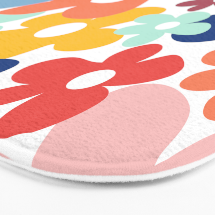 Wall Flower, Retro, Colorful, Floral Prints Bath Mat Gallery Image 3