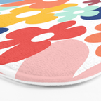 Wall Flower, Retro, Colorful, Floral Prints Bath Mat Gallery Image 3