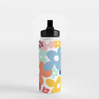 Wall Flower, Retro, Colorful, Floral Prints Water Bottle Gallery Image 2
