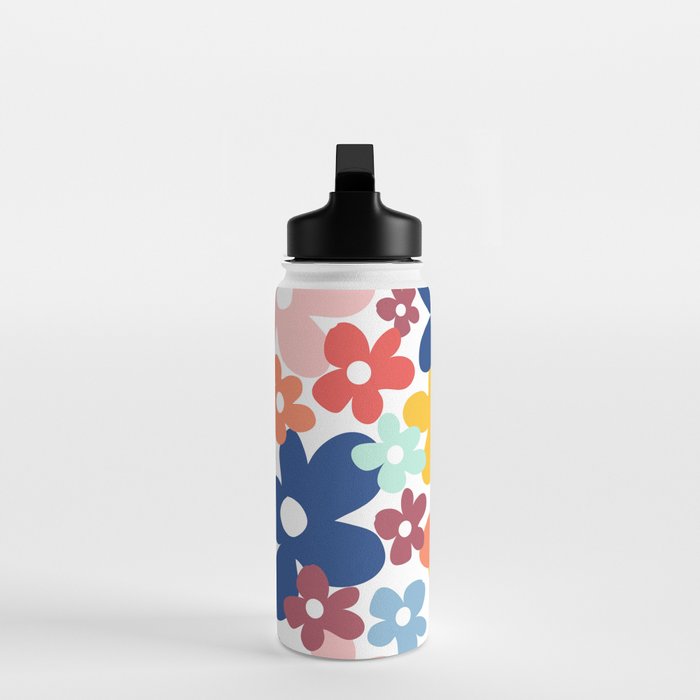 Wall Flower, Retro, Colorful, Floral Prints Water Bottle Gallery Image 3