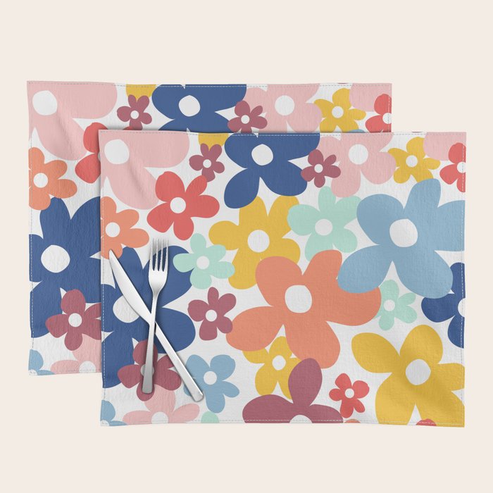 Wall Flower, Retro, Colorful, Floral Prints Placemat Gallery Image 1