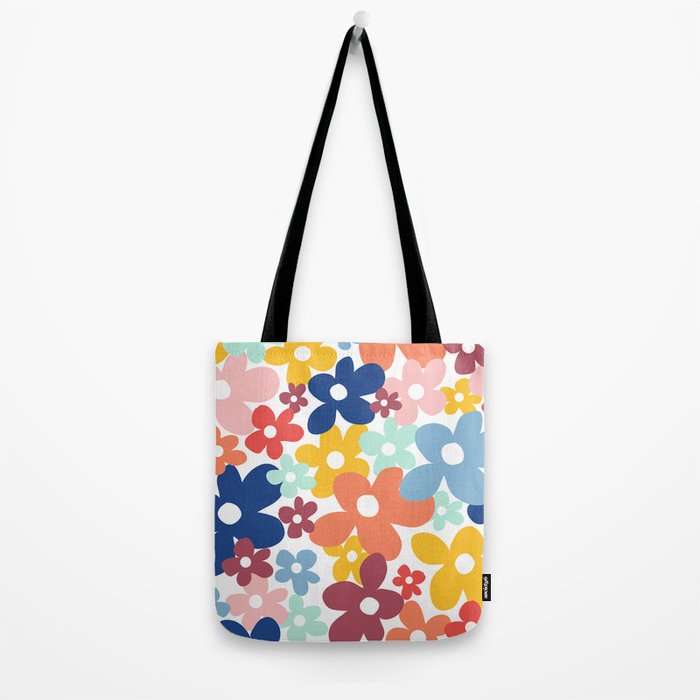 Wall Flower, Retro, Colorful, Floral Prints Tote Bag Gallery Image 2