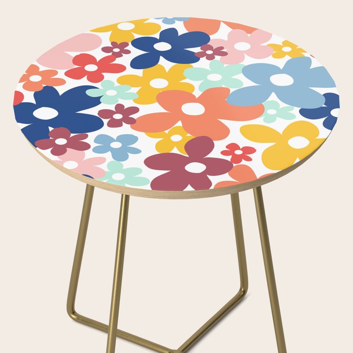 Wall Flower, Retro, Colorful, Floral Prints Side Table Gallery Image 2