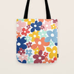 Wall Flower, Retro, Colorful, Floral Prints Tote Bag Gallery Image 1