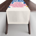 Summer Bloom: Electric Blue Leaves & Golden Poppies Table Runner Gallery Image 1