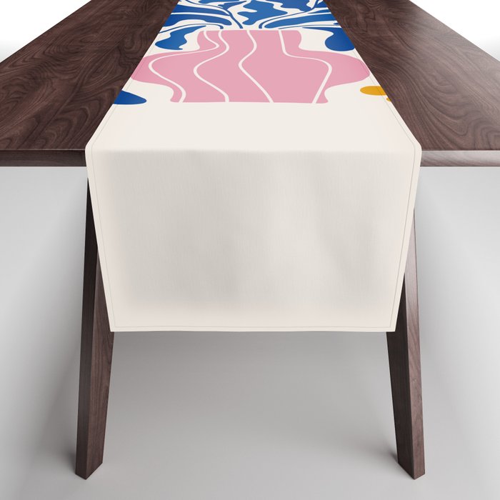 Summer Bloom: Electric Blue Leaves & Golden Poppies Table Runner Gallery Image 1