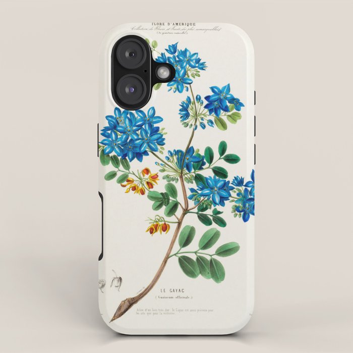Blue flowering tree from "Flore dâAmÃ©rique" by Ãtienne Denisse, 1840s iPhone Case Gallery Image 1