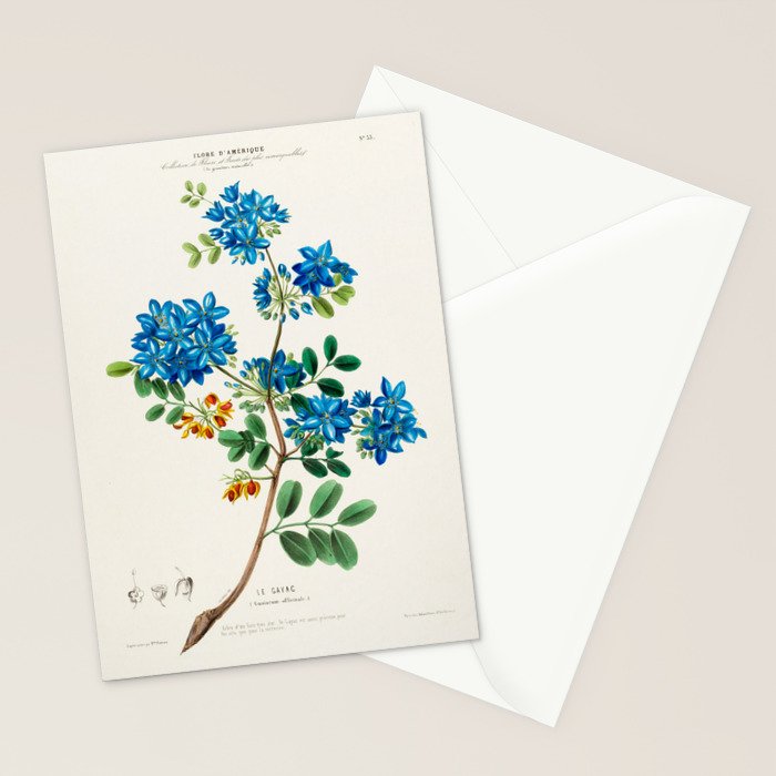 Blue flowering tree from "Flore dâAmÃ©rique" by Ãtienne Denisse, 1840s Stationery Card Gallery Image 2