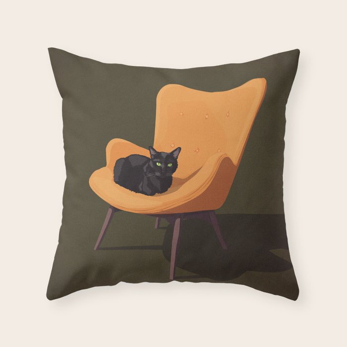 Cats on Chairs Collection â3 Throw Pillow Gallery Image 1