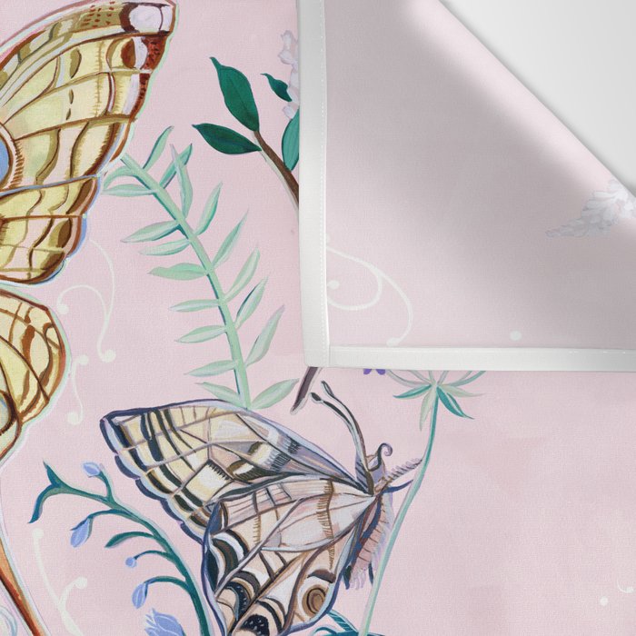 Chinese Moon Moth and Butterflies Wall Tapestry Gallery Image 3