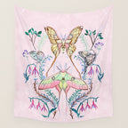 Chinese Moon Moth and Butterflies Wall Tapestry Gallery Image 4