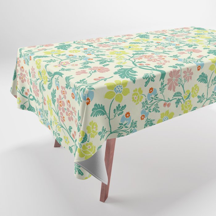Classic Chinese-Inspired Pastel Floral Pattern Tablecloth Gallery Image 1