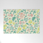 Classic Chinese-Inspired Pastel Floral Pattern Welcome Mat Gallery Image 1