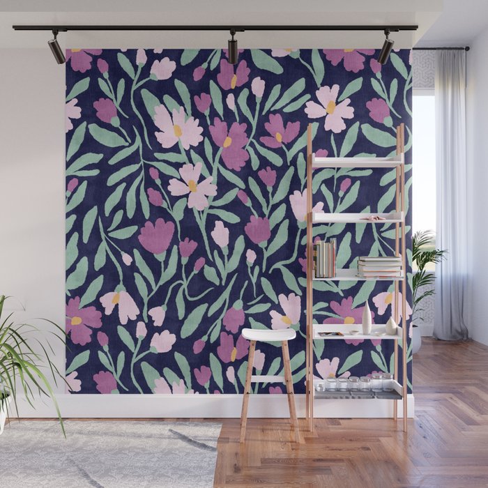 Pink Midnight Bloom Wall Mural Gallery Image 1