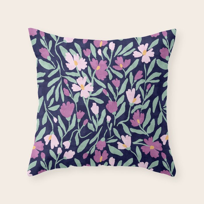 Pink Midnight Bloom Throw Pillow Gallery Image 6