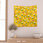 Dainty Blooms Pattern - Yellow Wall Tapestry Gallery Image 2