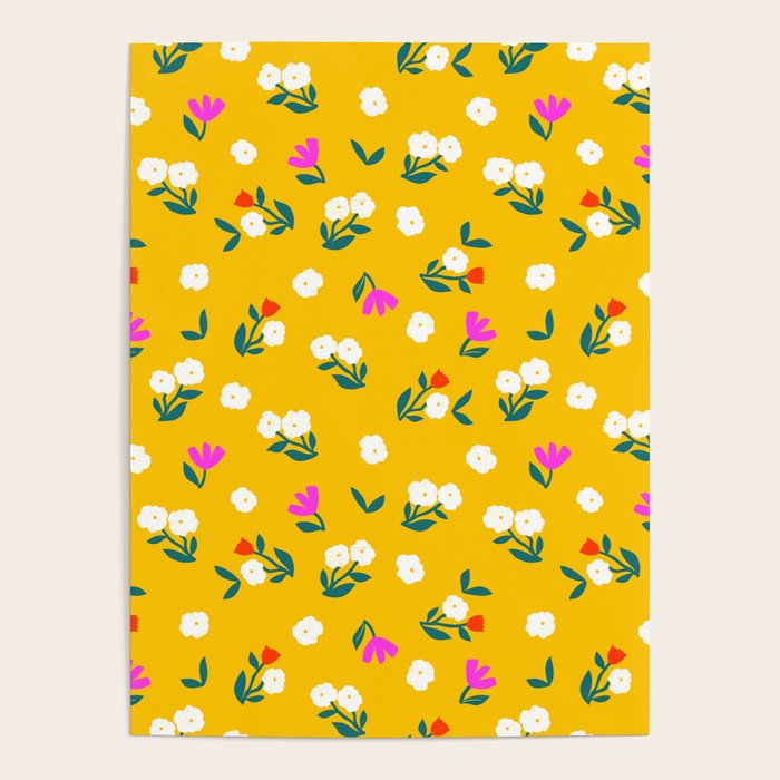 Dainty Blooms Pattern - Yellow Poster Gallery Image 4