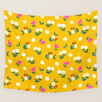 Dainty Blooms Pattern - Yellow Wall Tapestry Gallery Image 4