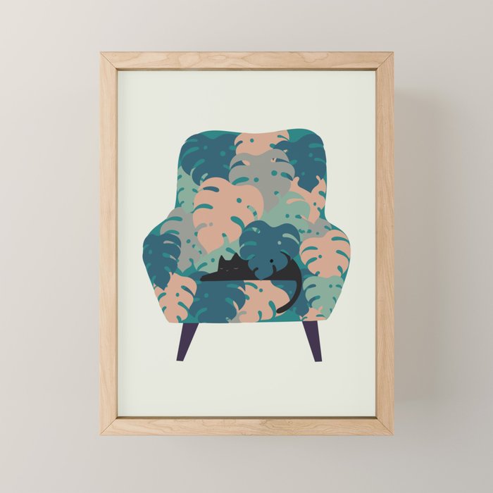Cat and Plant 15 Mini Art Print Gallery Image 1