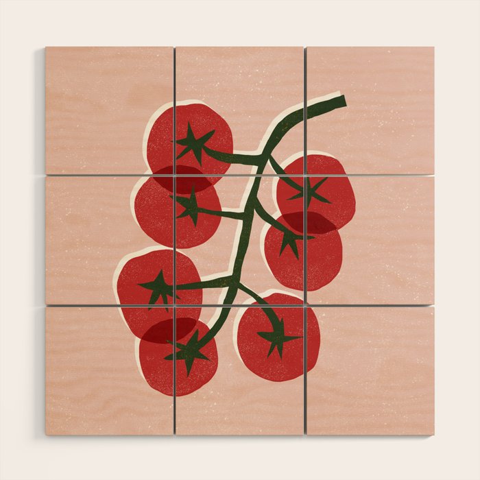 Tomatoes On A Branch Wood Wall Art Gallery Image 1