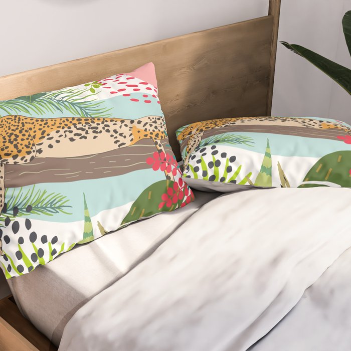 Colorful Jungle Cheetah Print Pillow Sham Gallery Image 2