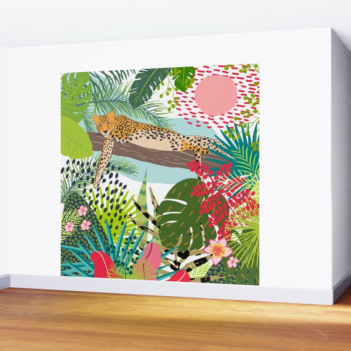 Colorful Jungle Cheetah Print Wall Mural Gallery Image 2