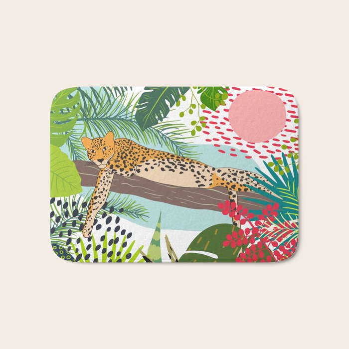 Colorful Jungle Cheetah Print Bath Mat Gallery Image 1
