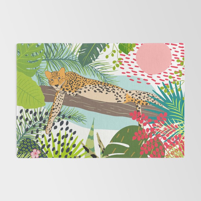 Colorful Jungle Cheetah Print Rug Gallery Image 2