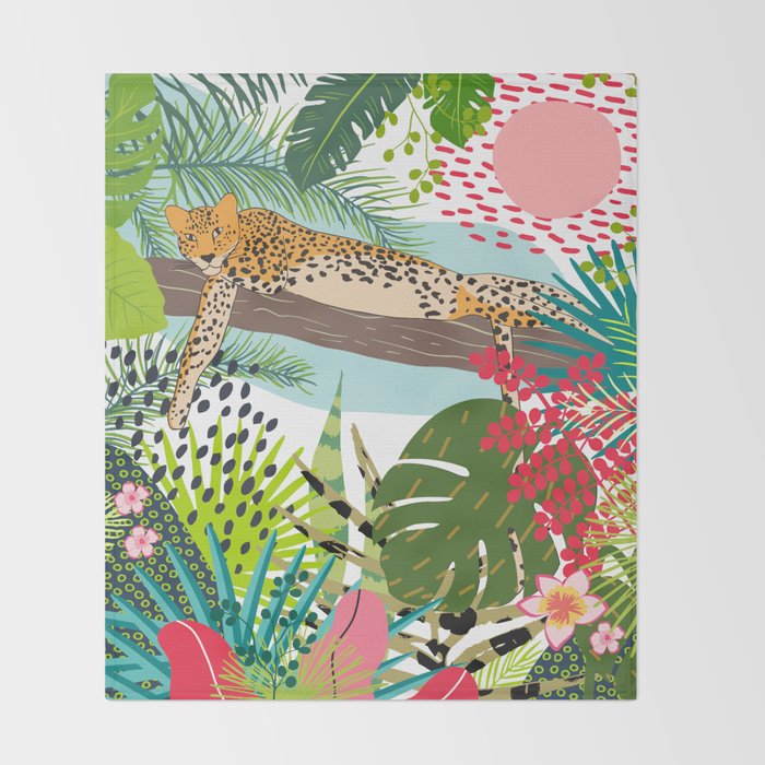 Colorful Jungle Cheetah Print Throw Blanket Gallery Image 2