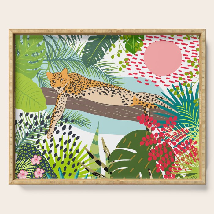 Colorful Jungle Cheetah Print Serving Tray Gallery Image 1