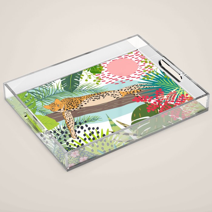 Colorful Jungle Cheetah Print Acrylic Tray Gallery Image 1