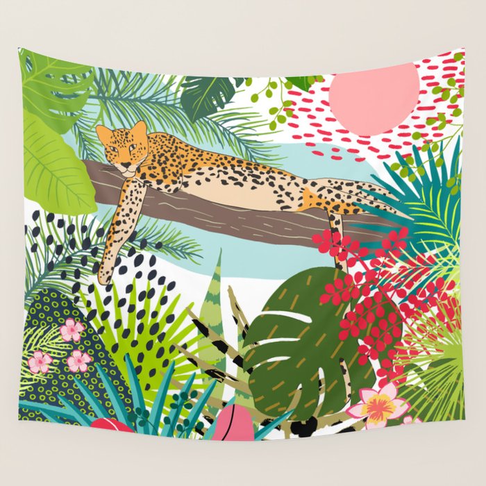 Colorful Jungle Cheetah Print Wall Tapestry Gallery Image 4