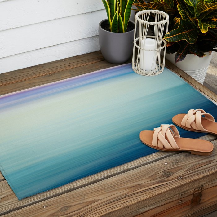 Seascape Ocean photograph - I Love the Sea Ombre Abstract Outdoor Rug Gallery Image 2