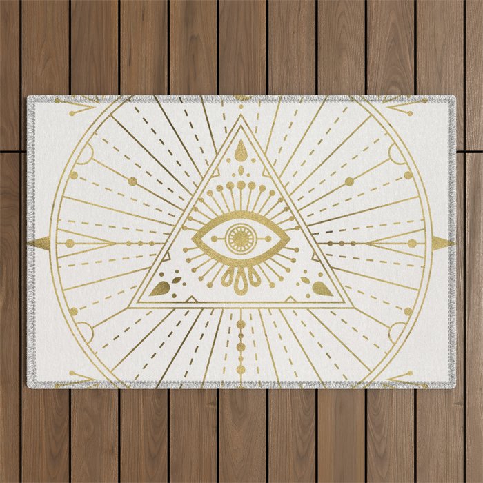 All-Seeing Eye Mandala - Gold Palette Outdoor Rug Gallery Image 1