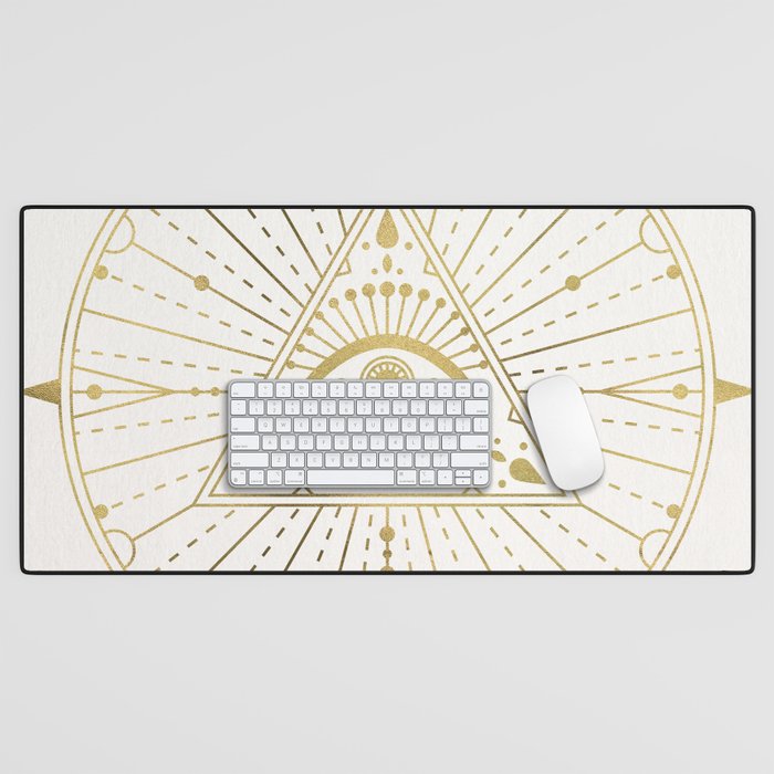 All-Seeing Eye Mandala - Gold Palette Desk Mat Gallery Image 1