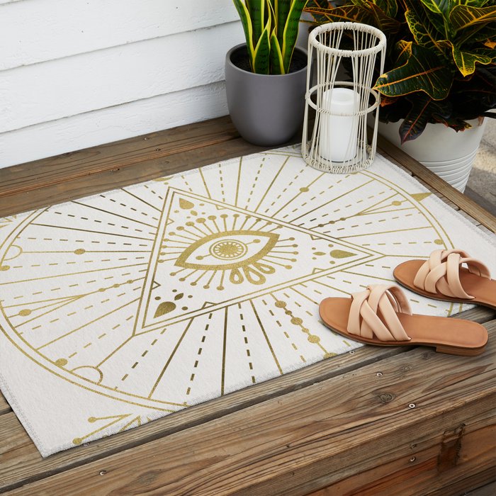 All-Seeing Eye Mandala - Gold Palette Outdoor Rug Gallery Image 2