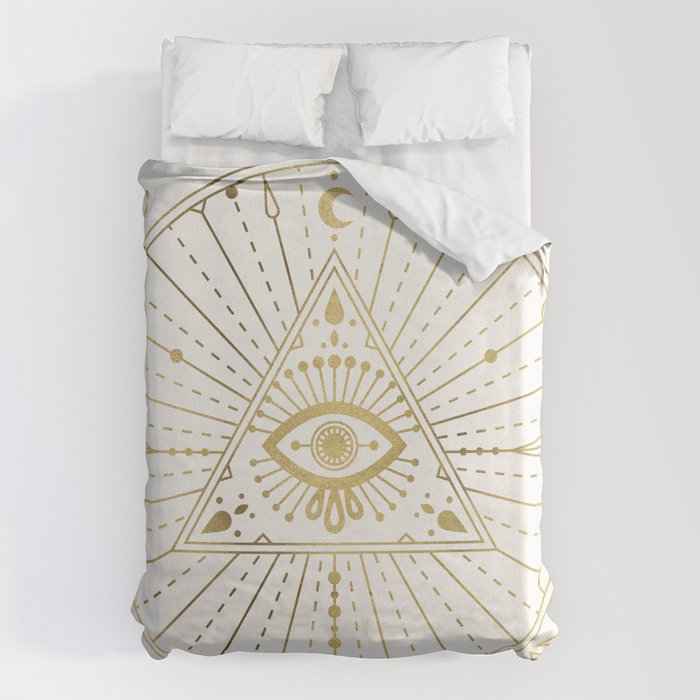 All-Seeing Eye Mandala - Gold Palette Duvet Cover Gallery Image 6
