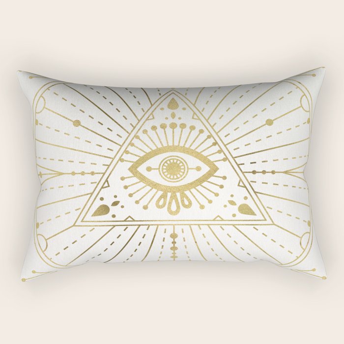 All-Seeing Eye Mandala - Gold Palette Rectangular Pillow Gallery Image 2