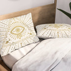 All-Seeing Eye Mandala - Gold Palette Pillow Sham Gallery Image 2