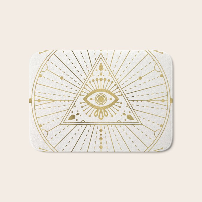 All-Seeing Eye Mandala - Gold Palette Bath Mat Gallery Image 1