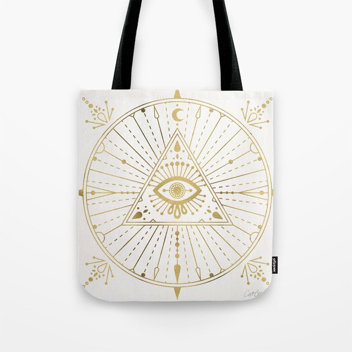 All-Seeing Eye Mandala - Gold Palette Tote Bag Gallery Image 1