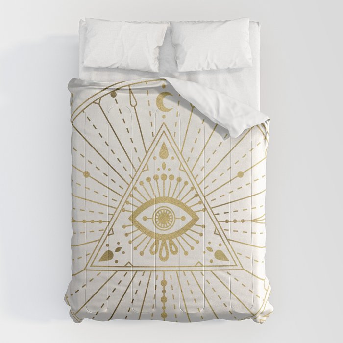 All-Seeing Eye Mandala - Gold Palette Comforter Gallery Image 6